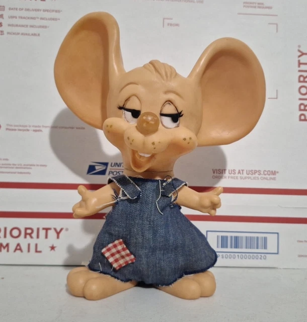 Vintage Topo Gigio 1970s Huron Products Big Ear Mouse Bank 10" Farmer