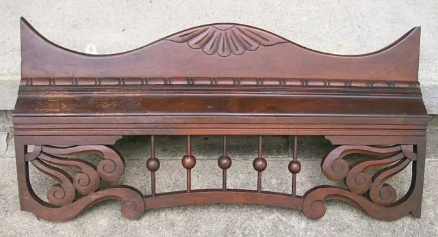 Antique Victorian Carved Wood Trim Stick and Ball Pediment or Furniture Salvage