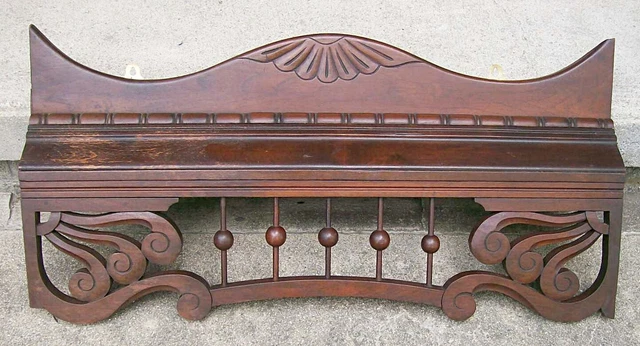 Antique Victorian Carved Wood Trim Stick and Ball Pediment or Furniture Salvage