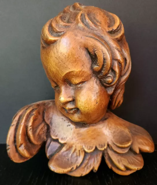 Vintage Cherub Angel Putti Head Carved Wooden Wall Decor - Match Available Too!