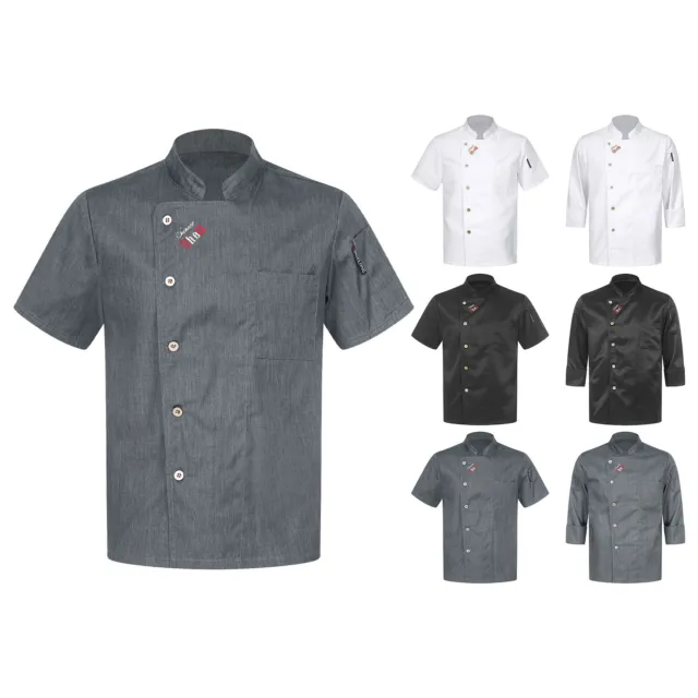 Mens Chef Coat Letter Embroidery Jacket Bakery Shirts Soft Tops Unisex Uniform
