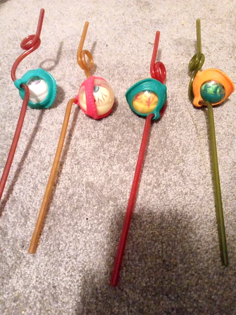 4 Vintage Monster Taco Bell Crazy Straws 1996