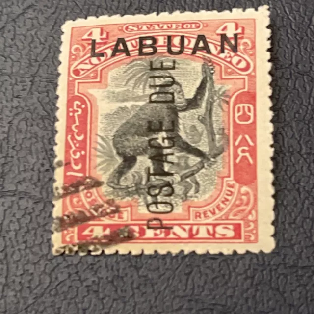 North Borneo Overprinted Labuan Postage Due 4c Fancy Cancelled