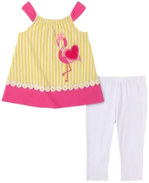 Kids Headquarters Little Girls 2-Pc. Flamingo Top & Leggings Set Size 6X
