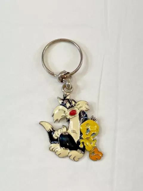 Vintage Sylvester & Tweety Bird Enamel Key Chain Warner Brothers Collectible