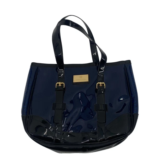 Trina Turk Navy & Gold Clear Tote Beach Shopping Bag Purse