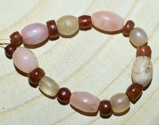 Ancient Agate Stone Excavated Djenne Dig Beads Mali African Trade 1000 Years Old