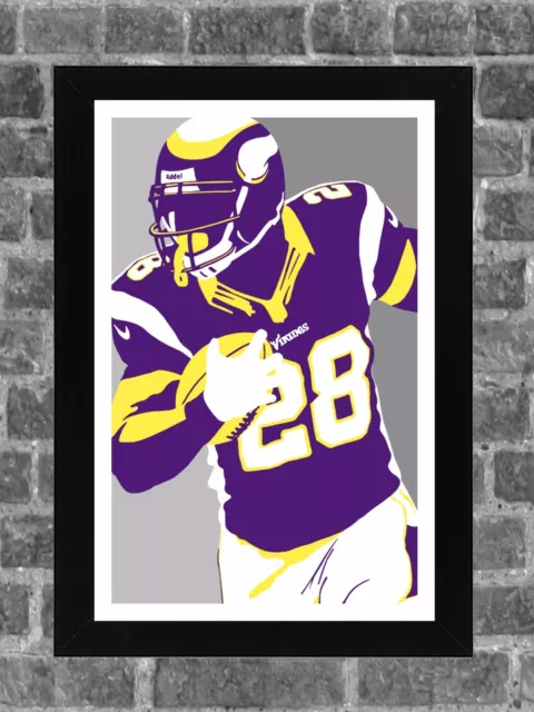 Minnesota Vikings Adrian Peterson Portrait Sports Print Art 11x17