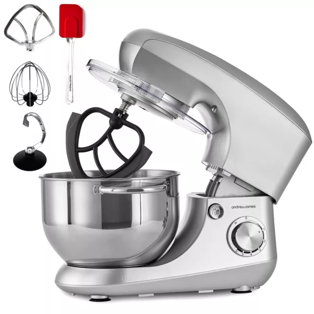 Lebensmittelständer Mixer elektrisch 5,5 l 1400 W 6 Gang mit 4 Aufsätzen & Schüssel Spatel