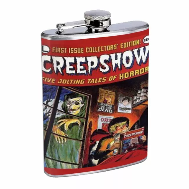 Creepshow Horror Skeleton Pulp D324 Flask 8oz Stainless Steel Monster Outside