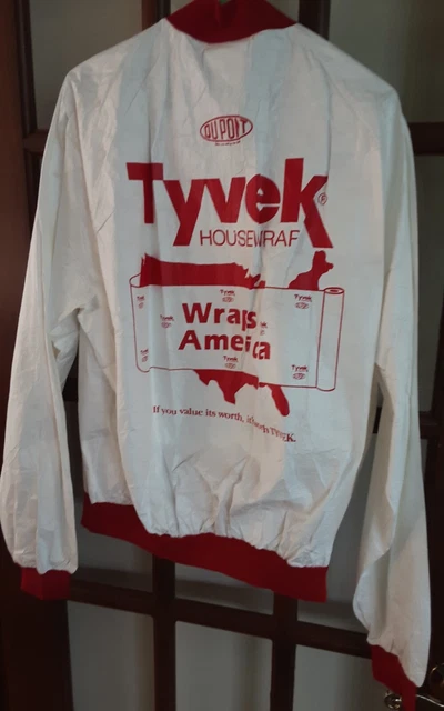 Vtg Men's XL Windbreaker Jacket Tyvek Wraps America by DuPont LOGO
