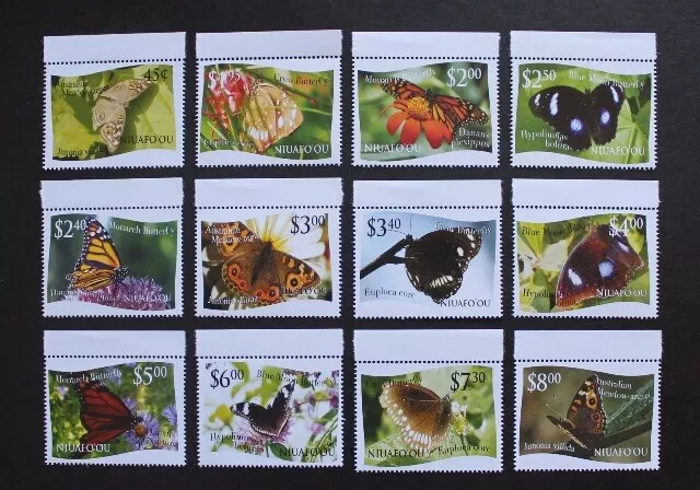 Tonga 🇹🇴 Niuafo'ou - 2012 Scarce Butterflies Full Set With Margins Mnh Set Rr