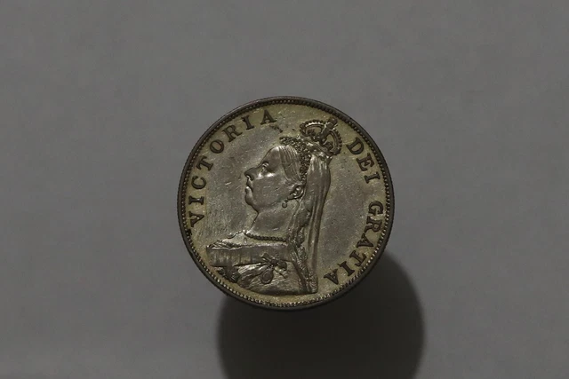 🧭 🇬🇧 Uk Gb Double Florin 1887 Victoria Silver Sharp Details Gilded B54 #663
