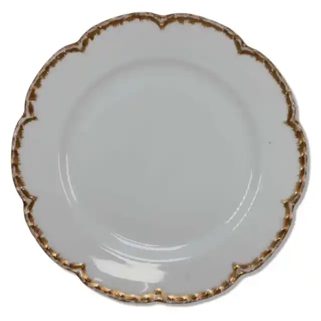Haviland & Co Limoges Schleiger 418 Dinner Plate 9 3/4" Gold Scalloped 1894-1931