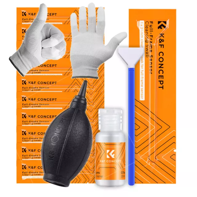 K&F Sensor Reiniger Vollformat 24mm - 10 Swabs - Handschuhe Reiniger Blasebalg