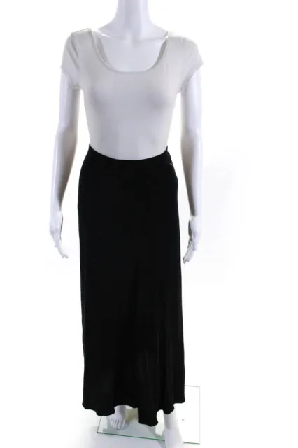 Eileen Fisher Womens Silk Darted Elastic Side Zipped Maxi Skirt Black Size M