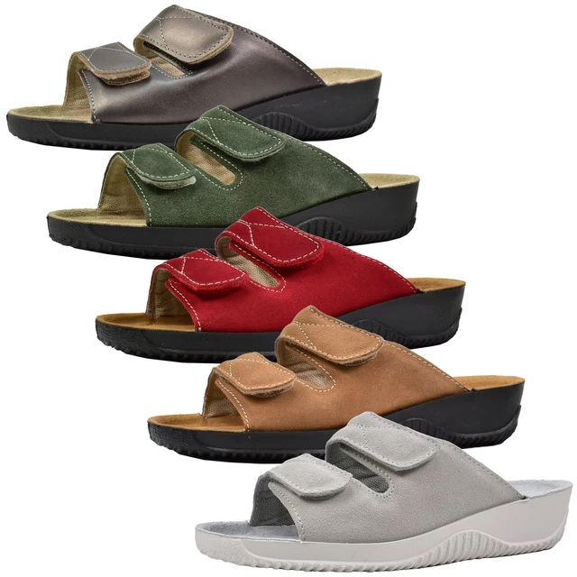 Rohde Mules Femmes Cuir Deux Sangles Scratch Semelle Compensée Soltau-40 8675