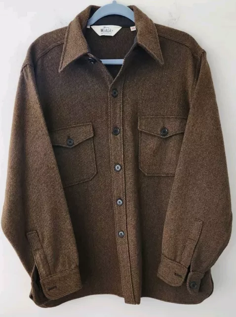VTG 70'S WOOLRICH Men's Brown Wool Mackinaw Button Down Shirt Jacket ...