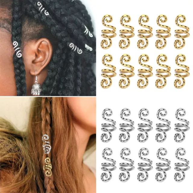 Metal Spiral Braid Hair Tube Wig Beads Dreadlock Clips Hair Beads