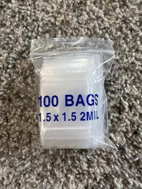 Clear 1 x 1 Mini Zip Seal Lock Top Plastic Bags 2Mil Jewelry