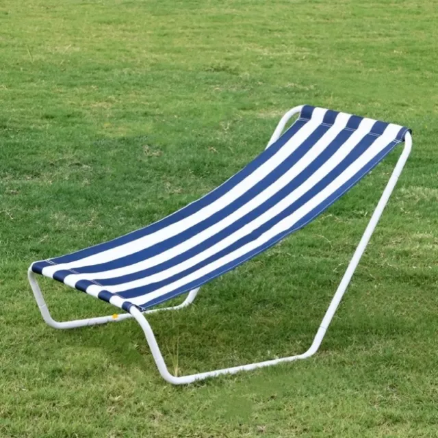 Outdoor Beach/Camping Folding Recliner /Sling Chair~Blue/White Striped Canvas