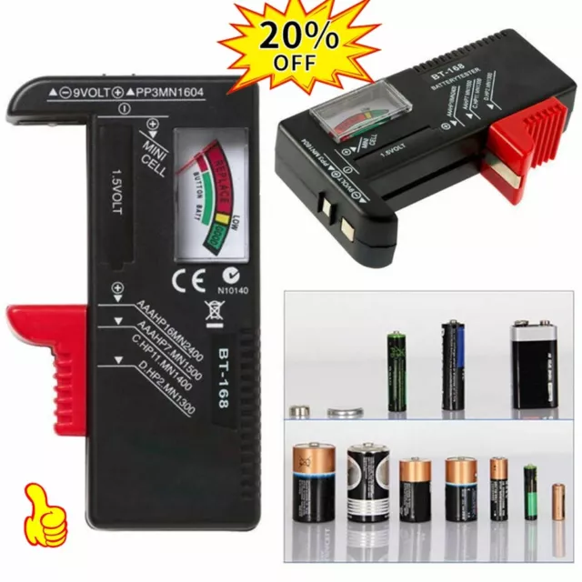 Battery Tester Checker Mercury Universal Tool Cell Volt Tester AA, AAA, 9V PP3