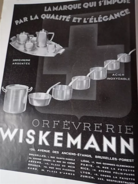 WISKEMANN orfèvrerie BRUXELLES publicité papier ILLUSTRATION 1935 col