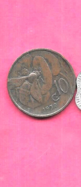 Italy Km60 1932 Vf-Very  Fine-Nice Old Antique Circulated 10 Centesimi Coin