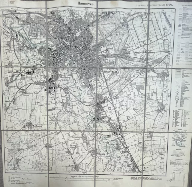 Stadtkarte Hannover 1954 Maßstab  1/25000