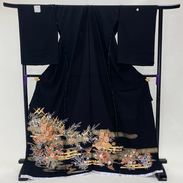 kurotomesode cloth Remake Fabric Silk Kimono Japanese Kimono / G-189