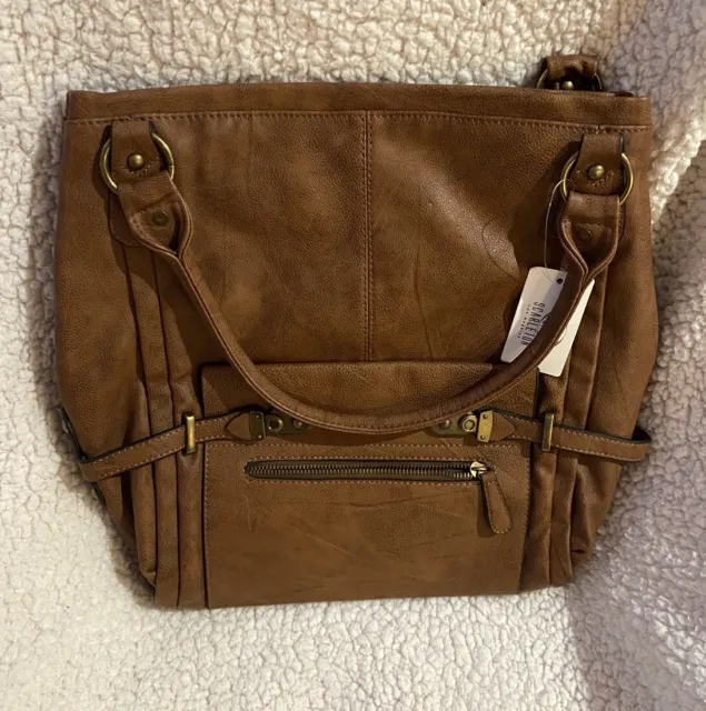 Vintage Scarleton Brown Vegan Leather Handbag Shoulder Tote NWT