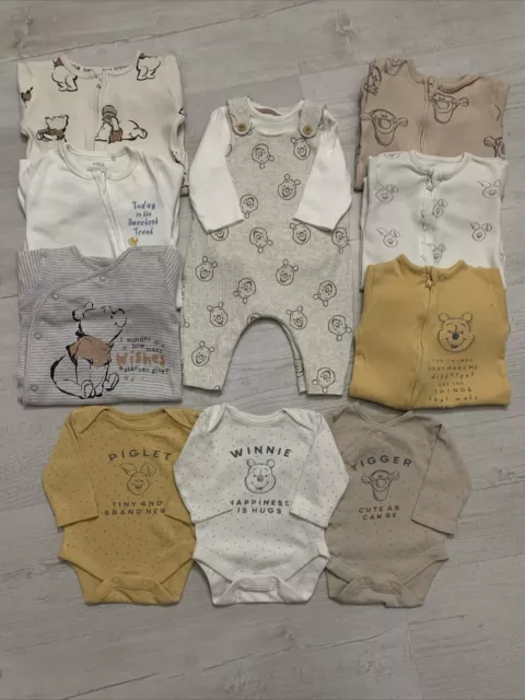 unisex baby clothes 0-3 months bundle Pooh Bear girl boy sleepsuit Babygrow Set
