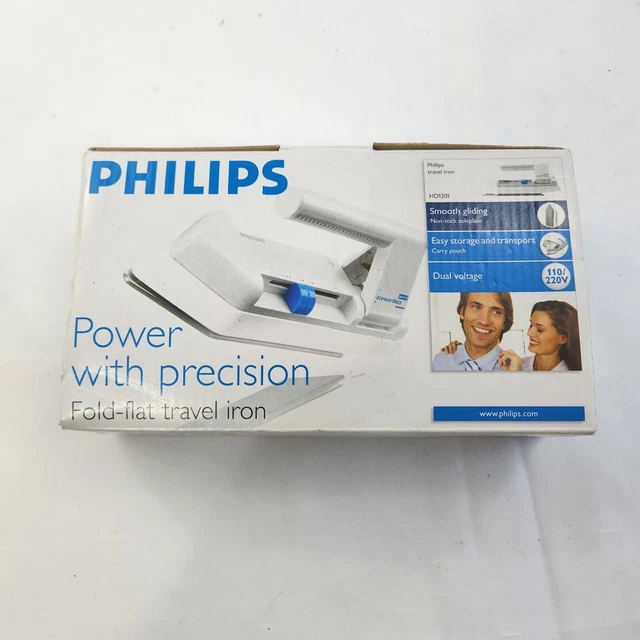 PHILIPS FOLD FLAT Travel Iron HD1301 Dual Voltage 110 220 v Type c