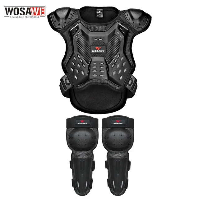 Giacca petto moto WOSAWE bambini protezione bici ginocchiere ingranaggio protettivo