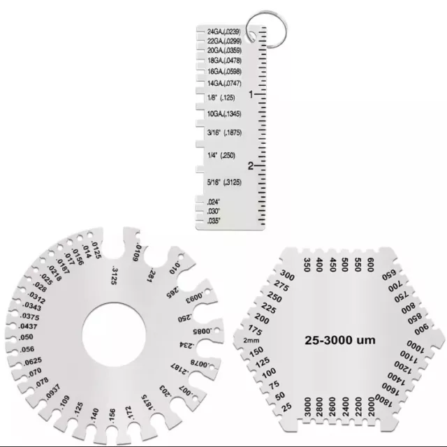 3x Stainless Steel Hexagonal Wet Film Comb Paint Thickness Gauge Meter Weld Set