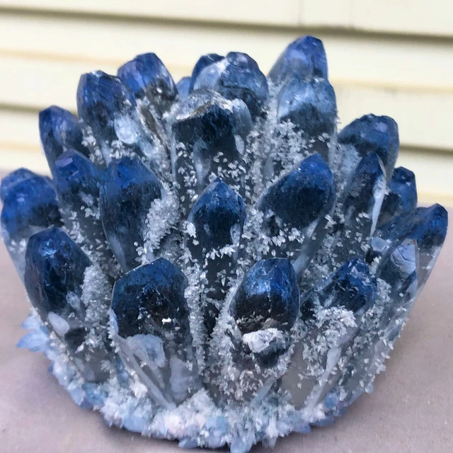 1.77LB New Find blue Phantom Quartz Crystal Cluster Mineral Specimen Healing 6