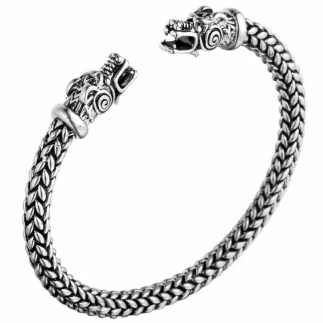 Viking Dragon Wolf Head Punk Bracelet Norse Mythology Beast Bangle Jewelry Men