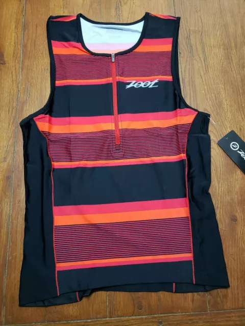 NEW Zoot Mens S Tri Tank Performance Top Red Compression Triathlon Shirt Small