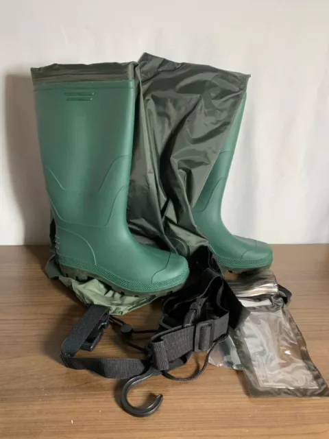 TIDEWE WD002-BN-07 Mens Green Pull On Waterproof Fishing Hip Waders Size 7