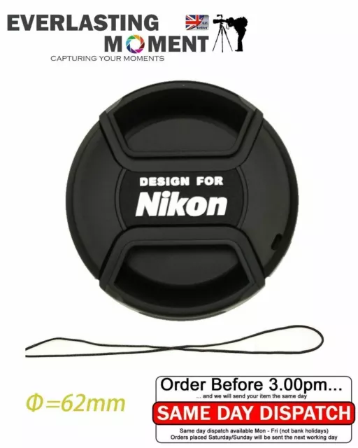 LC-62 Centre Pinch lens cap for Nikon Lenses fit 62mm filter thread