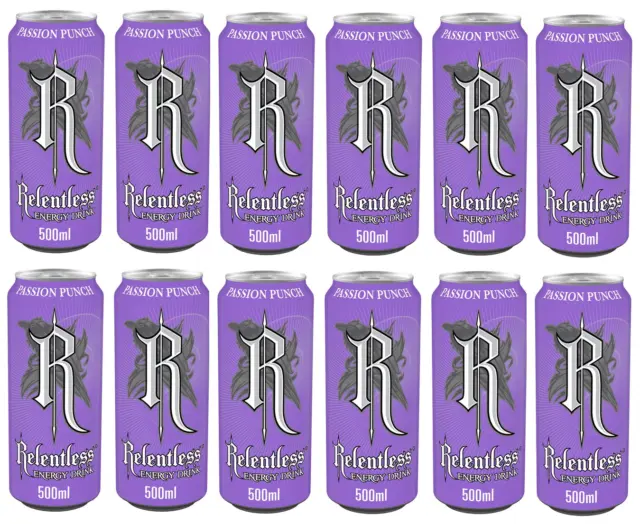 Relentless Passion Punch Flavour Energy Drink 12x 500ml *BESTBEF 30TH SEP 2022*