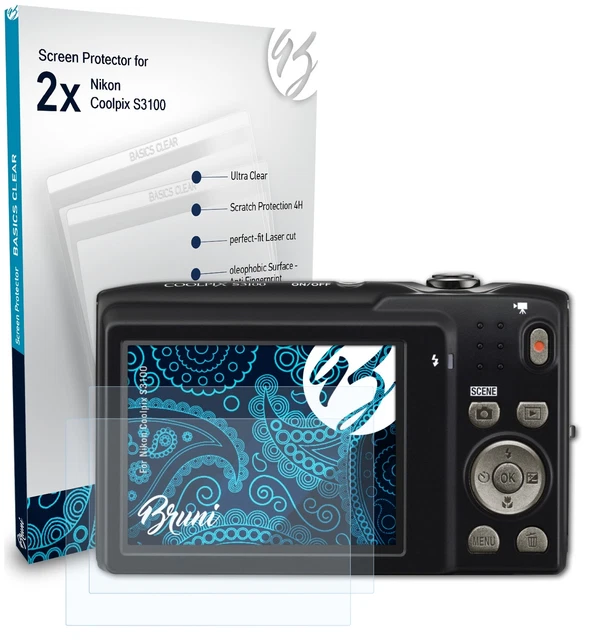 Bruni 2x Protective Film for Nikon Coolpix S3100 Screen Protector