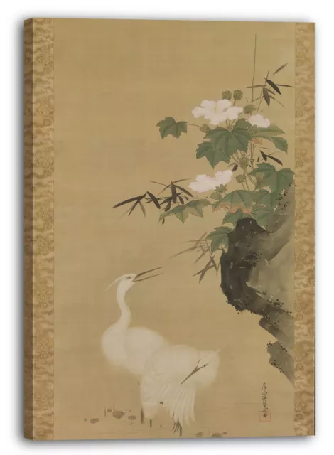 Kunstdruck Tosa Mitsuoki (japanisch, 1617-1691) - Reiher und Baumwollrosen