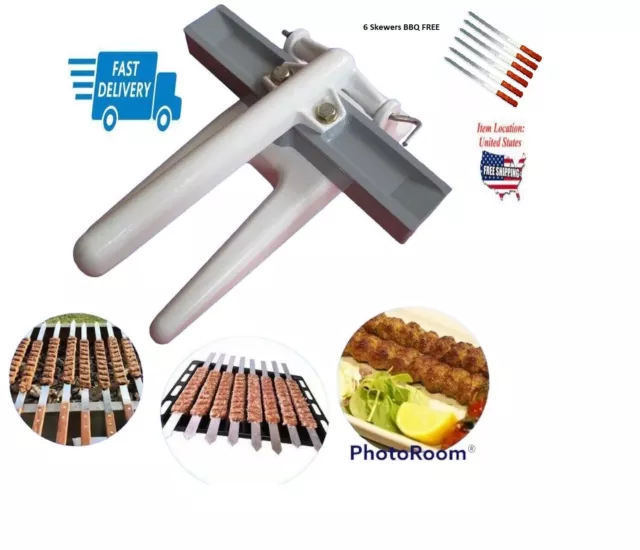 6 Skewers BBQ FREE+ Adana Kebbab Maker ,Kubideh Maker