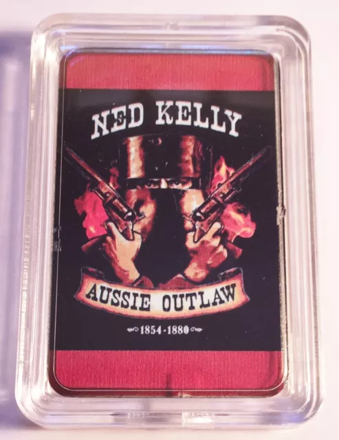NED KELLY  Aussie Outlaw Colour Printed 999 24k Gold Plated Ingot, Great Gift #2