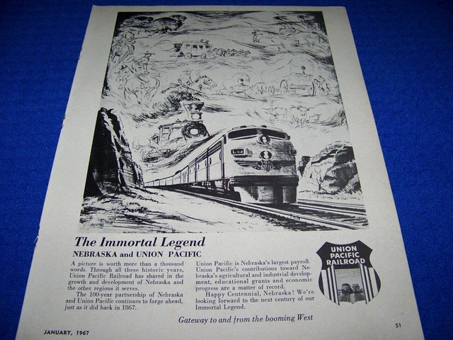 1967 Union Pacific Railroad "The Immortal Legend"..1-Page Sales Ad (610Z)