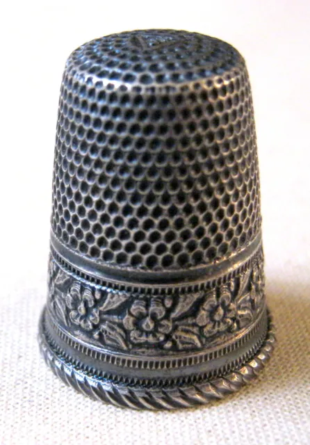 Old STERLING Silver Sewing Flower Floral THIMBLE Simons Stern