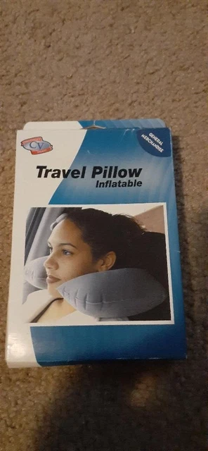 Inflatable Travel Pillow Washable Vinyl Carry Pouch Included New in Pkg