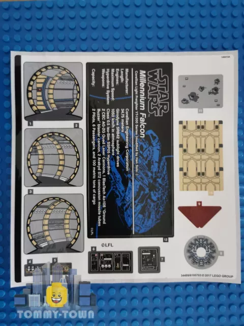 Lego Star Wars STICKER SHEET ONLY for set 75192 Millennium Falcon 2nd Edition