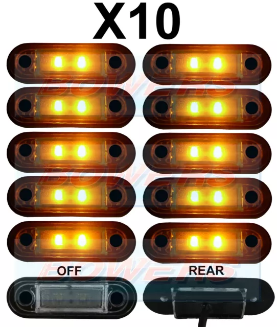 10 x 12V/24V FLUSH FIT AMBER LED SIDE MARKER LAMPS / LIGHTS TRUCK VAN KELSA BAR